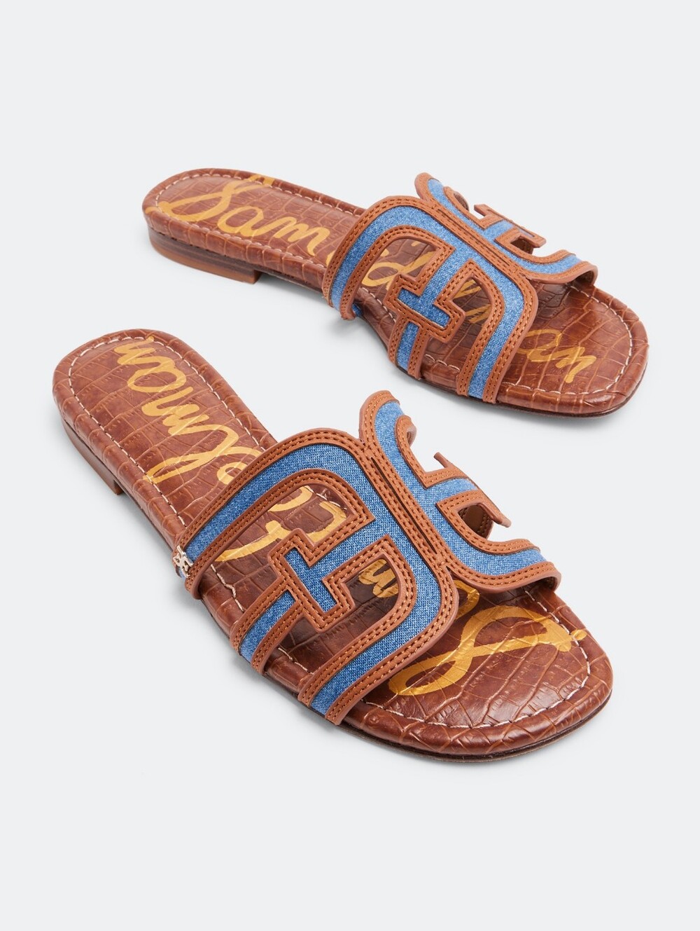 SAM EDELMAN Women's Bay Blue Multi Slip-on Slide Sandals - Size 8.5